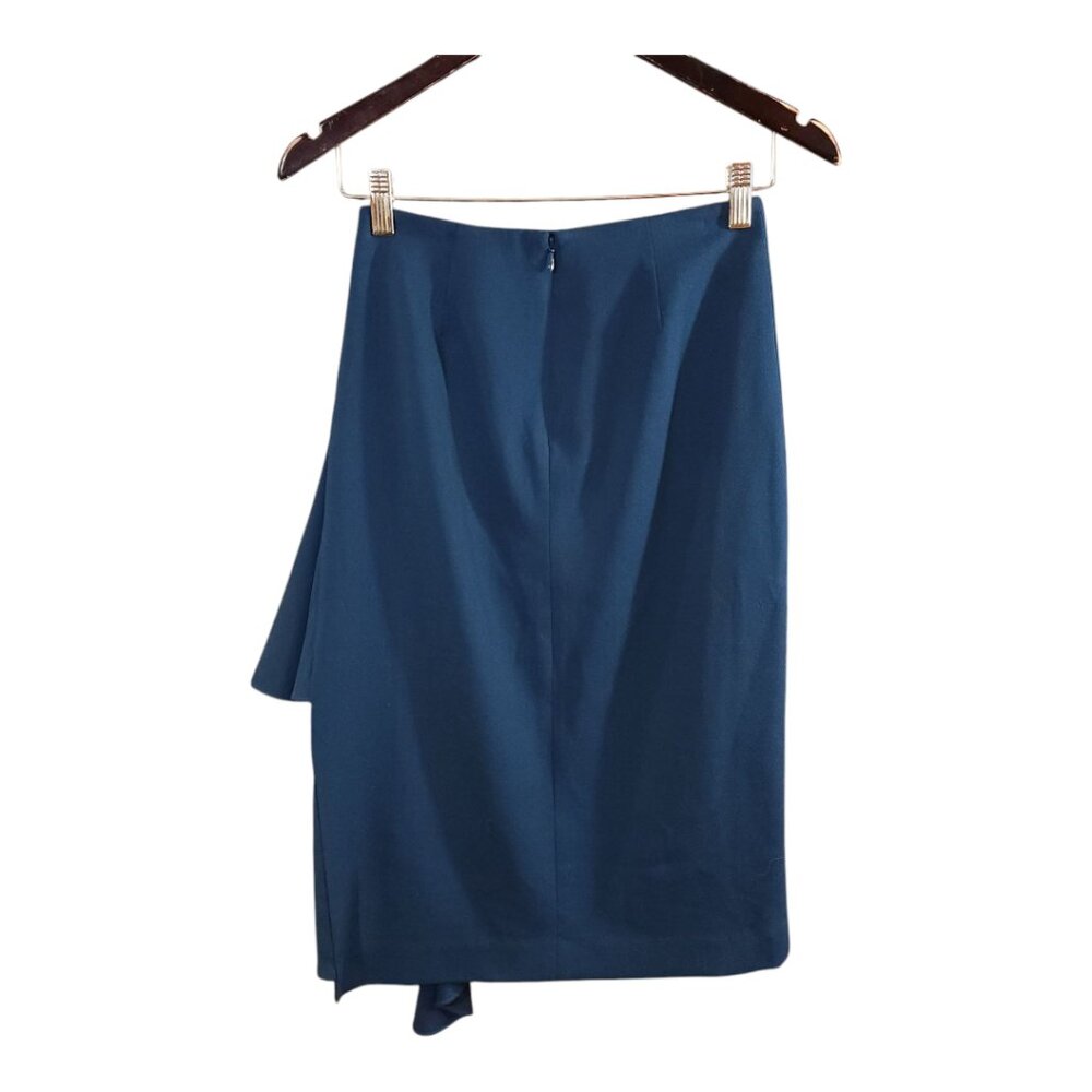 Kaelen Wool Blend Ruffled Pencil Skirt Quiet Luxury Career Workwear Women's 2 - Picture 4 of 6